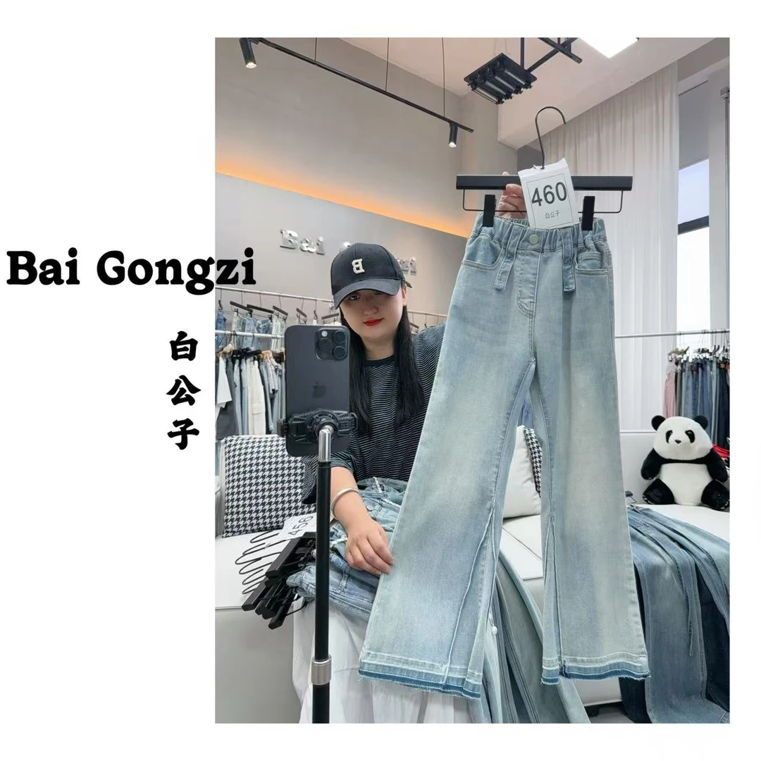 【白公子】【460】2025夏季新款…中大女童牛仔裤微喇裤