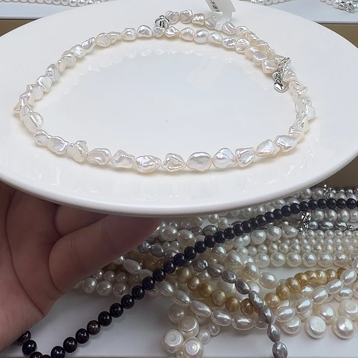 淡水珍珠合金颈饰无核可惜