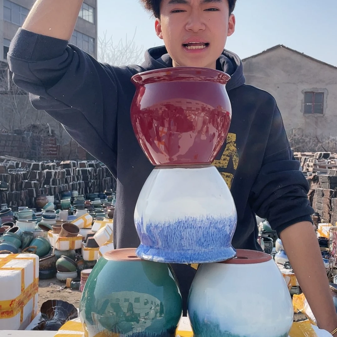 宜兴紫砂粗陶花盆