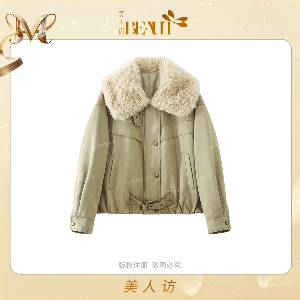 美人访【秋日野格】秋冬加厚款时尚翻领百搭棉服外套13013