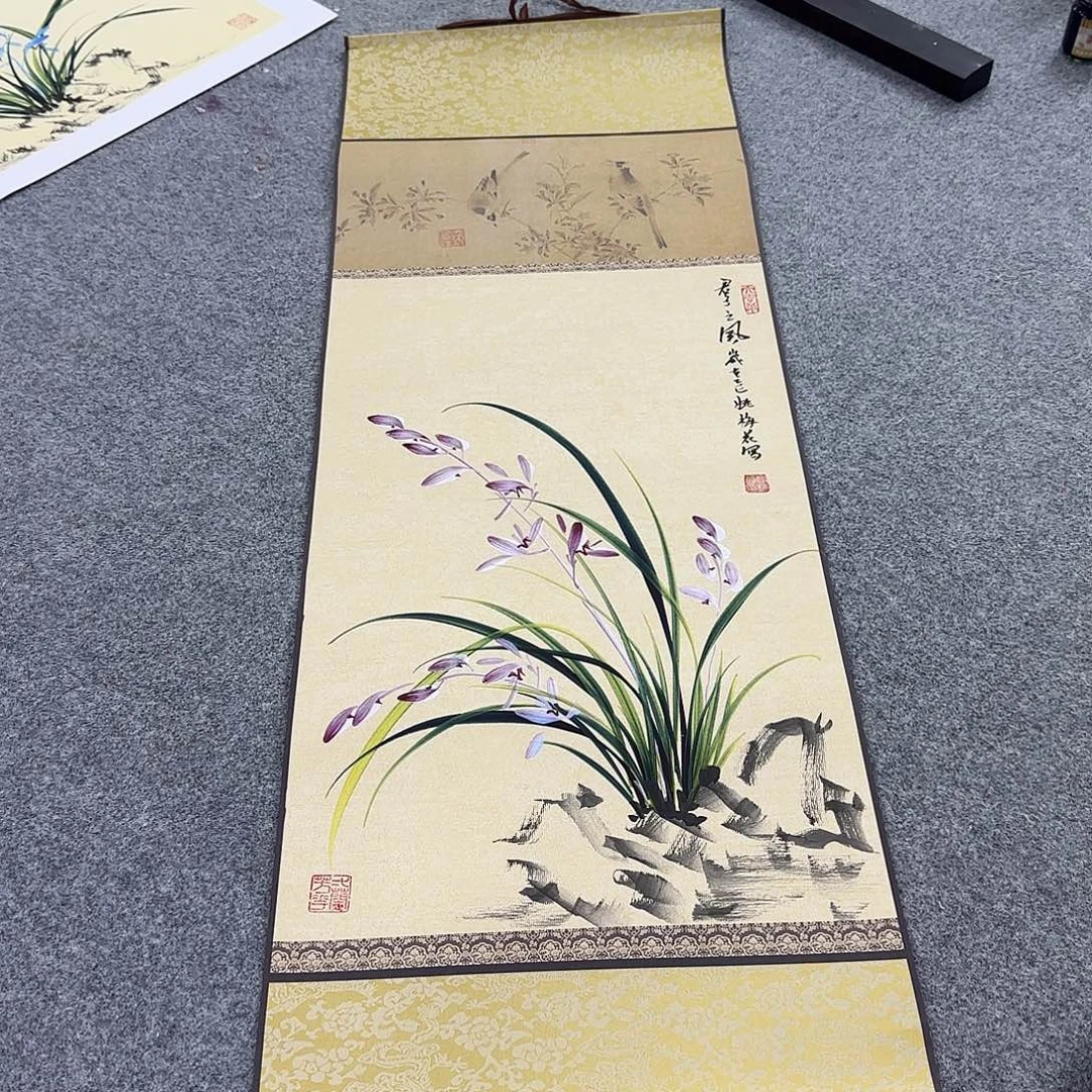 国画国画立体兰花作品