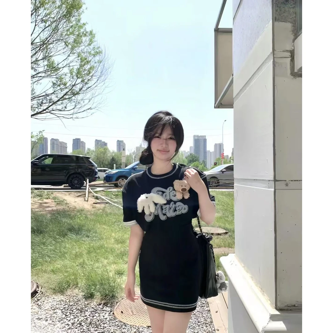 Fog（056）春夏新款立体玩偶设计感百搭海军领短袖T恤短裙 QZ07