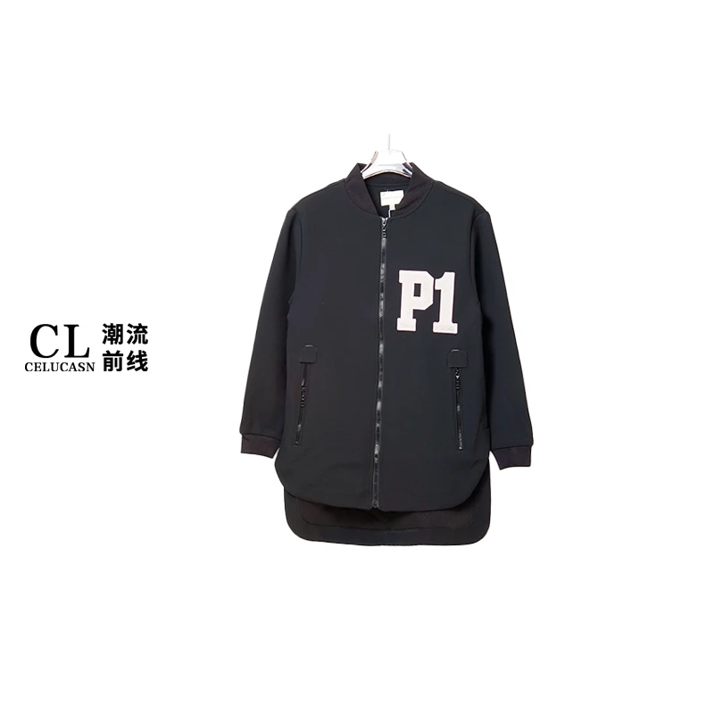 K6BB8146#美式棒球服秋冬款夹克POLO领字母宽松上衣流外套