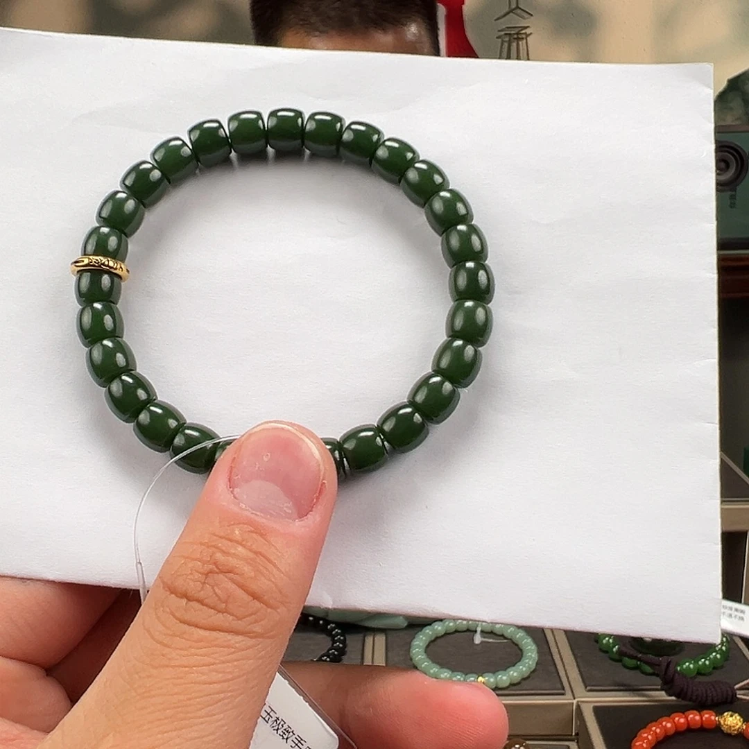 利***劍和田玉未镶嵌手链卡8mm