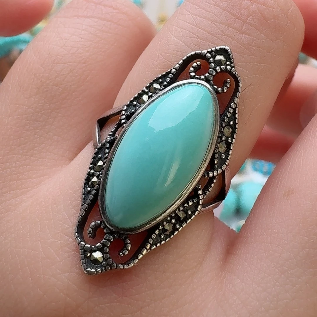 绿松石珠宝奇石银S925镶嵌