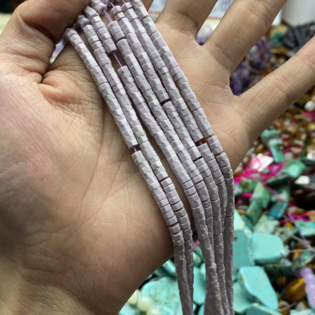 玛瑙/玉髓未镶嵌珠宝半成品一条天然2×4紫色石头六面切隔片E132