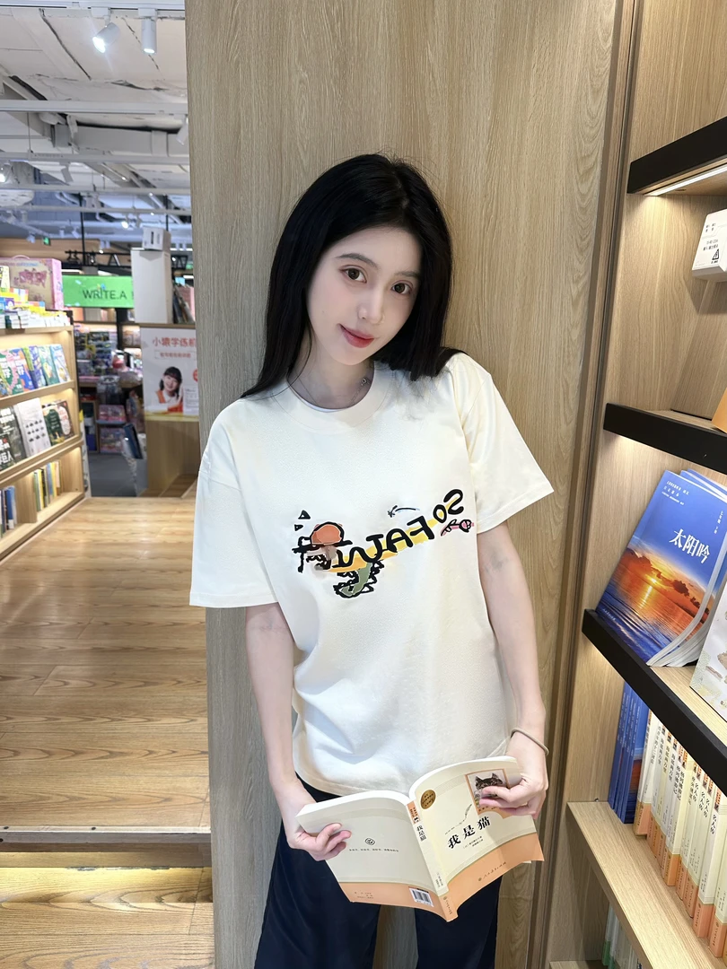 T314-日常青少年宽松型夏季短袖T恤宽松半袖修身抽绳Y3K白色纯棉
