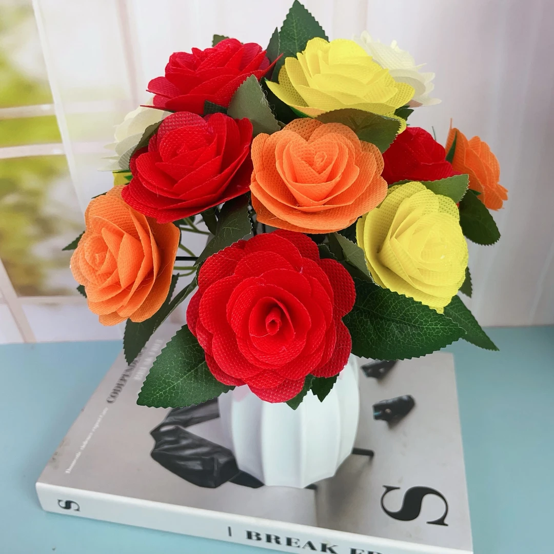 无纺布袋玫瑰花手工材料包（非成品 不含花瓶）