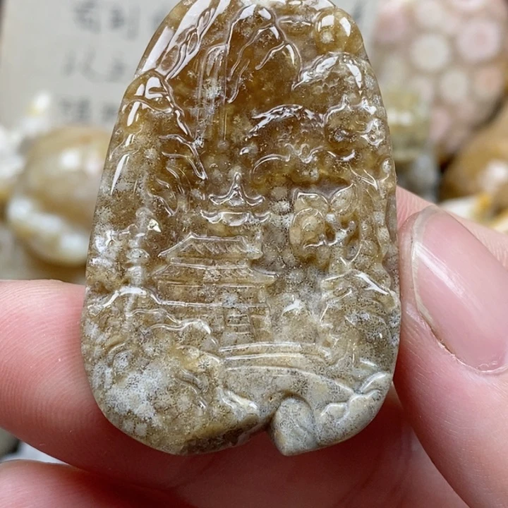 颈饰未镶嵌硅化珊瑚（珊瑚玉）有瑕 小