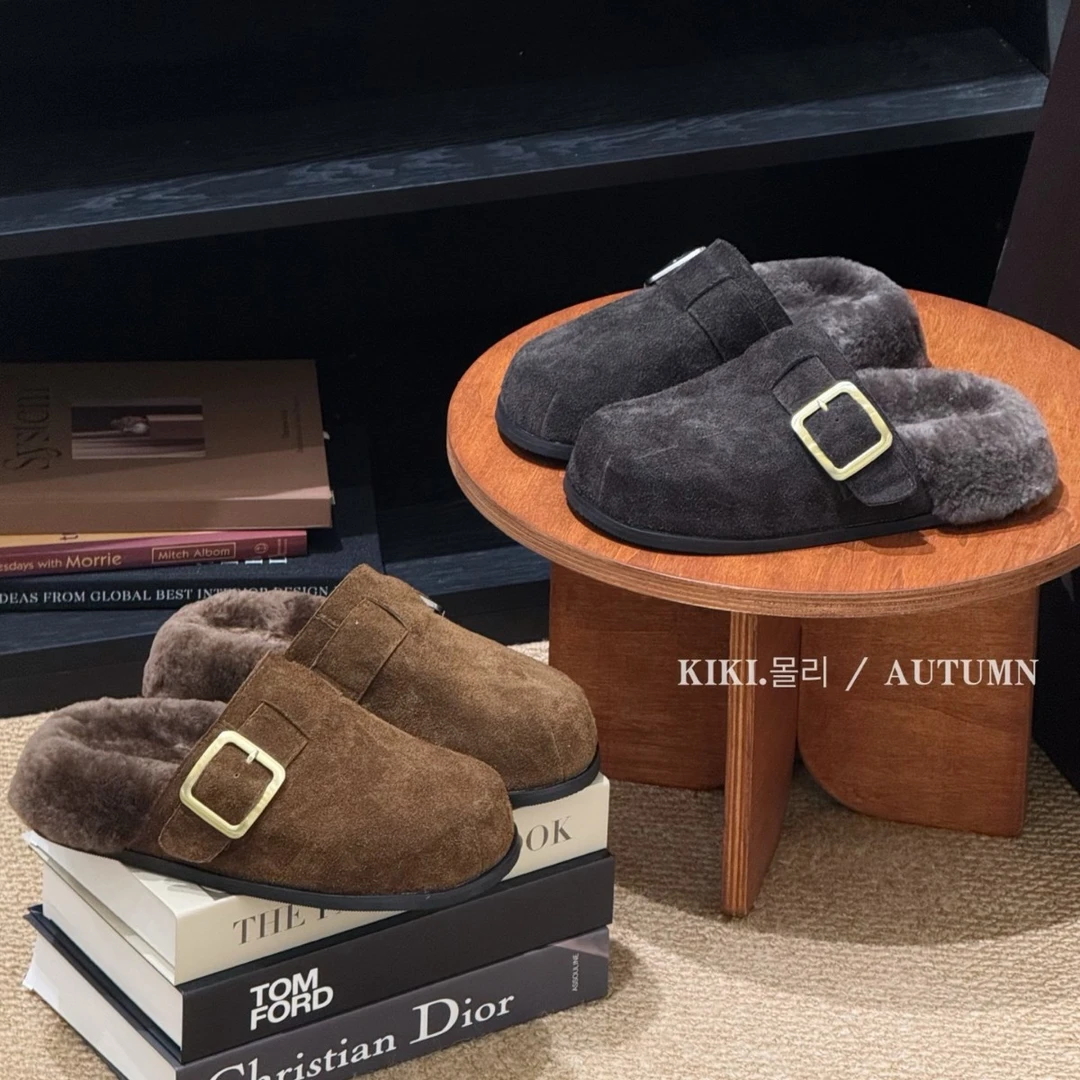 勃肯拖鞋法式复古绒面平底女2025年秋冬新款时尚百搭博肯拖鞋潮