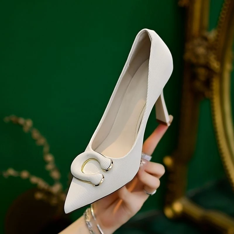 黑色高跟鞋女网红细跟优雅宴会鞋2025年秋季新款气质尖头浅口单鞋