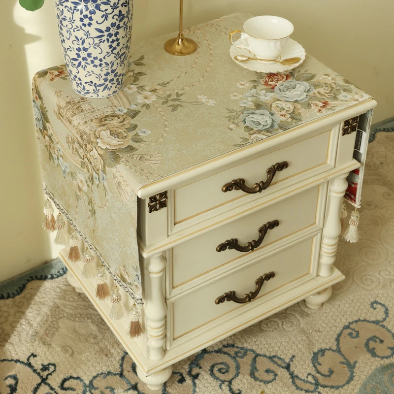 高端欧式床头柜盖布防尘罩垫布巾卧室高档轻奢美式高级感2024新款