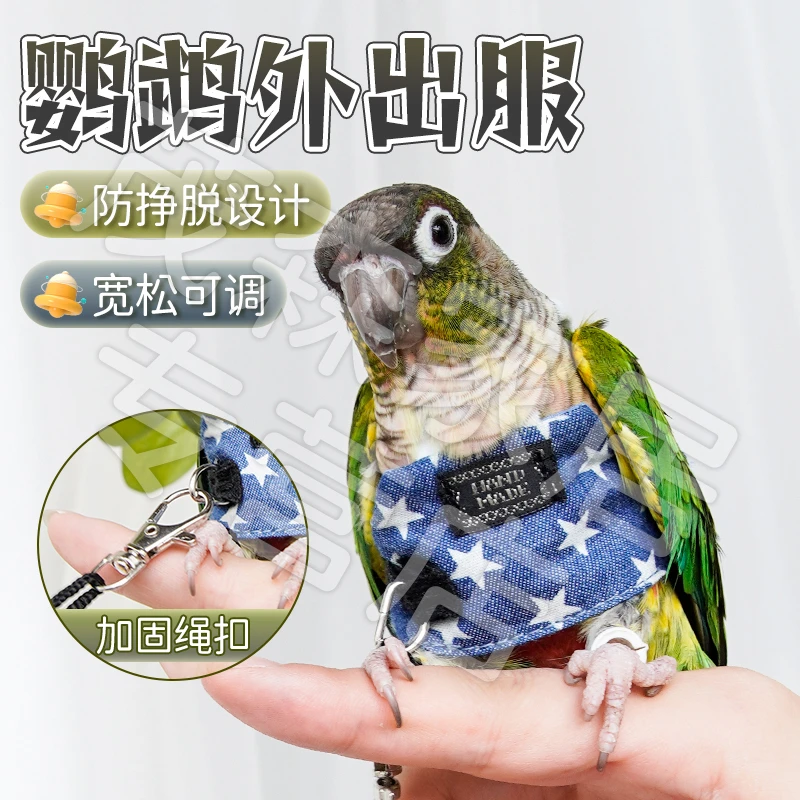 【轻盈不勒 遛鸟神器】鹦鹉放飞外出牵引服防止飞丢鸟用放飞绳 XY