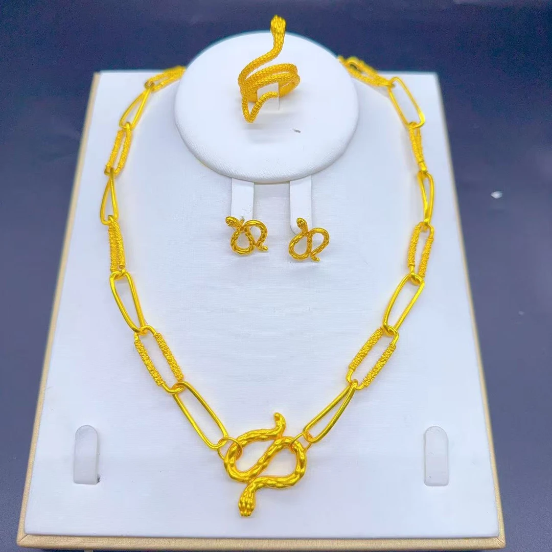 铜合金项链 铜合金项链 铜合金精美百搭时尚复古气质三件套8903