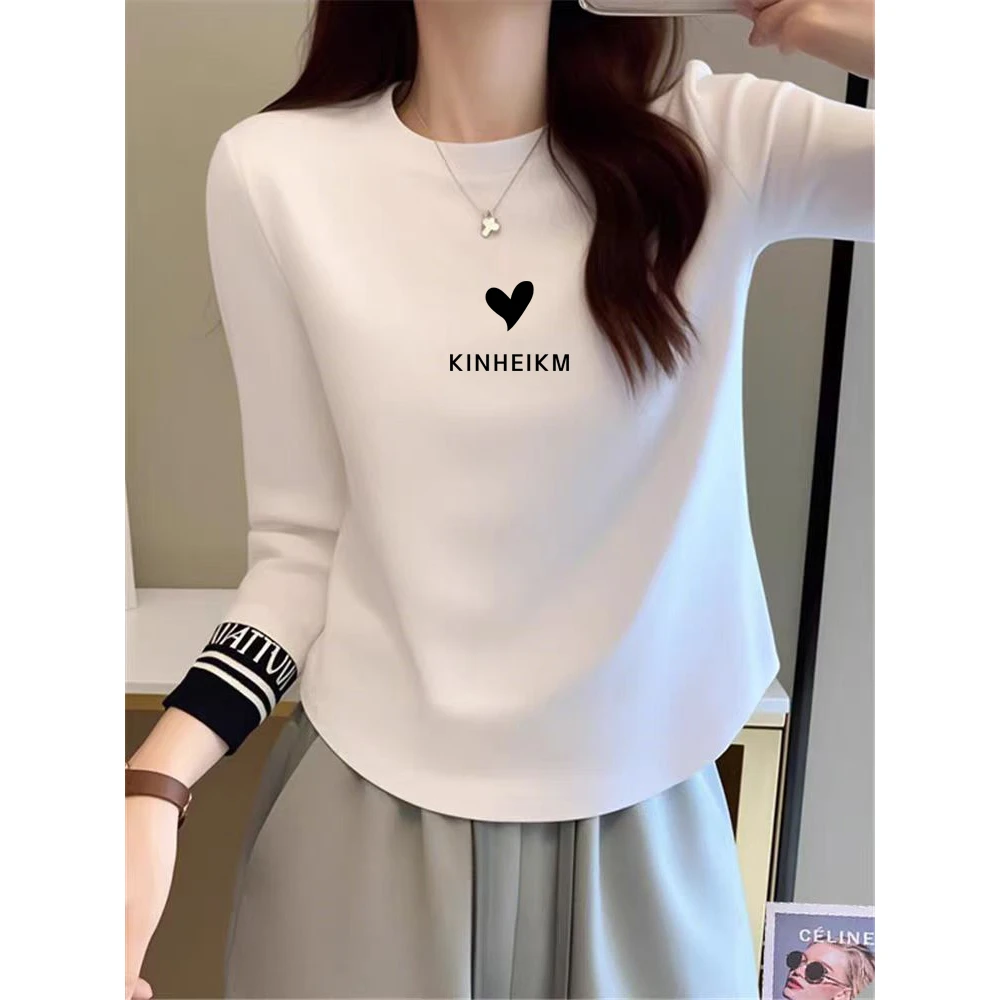 德绒辣妹修身T恤打底衫女秋冬加厚保暖时尚设计感小众长袖上衣潮