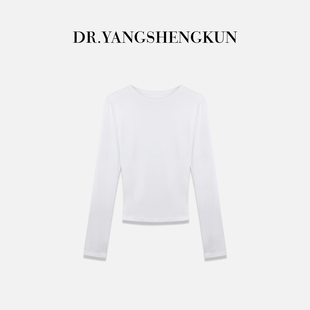 杨圣坤2025秋季新品海岛棉纯色百搭修身显瘦圆领长袖T恤S82581620