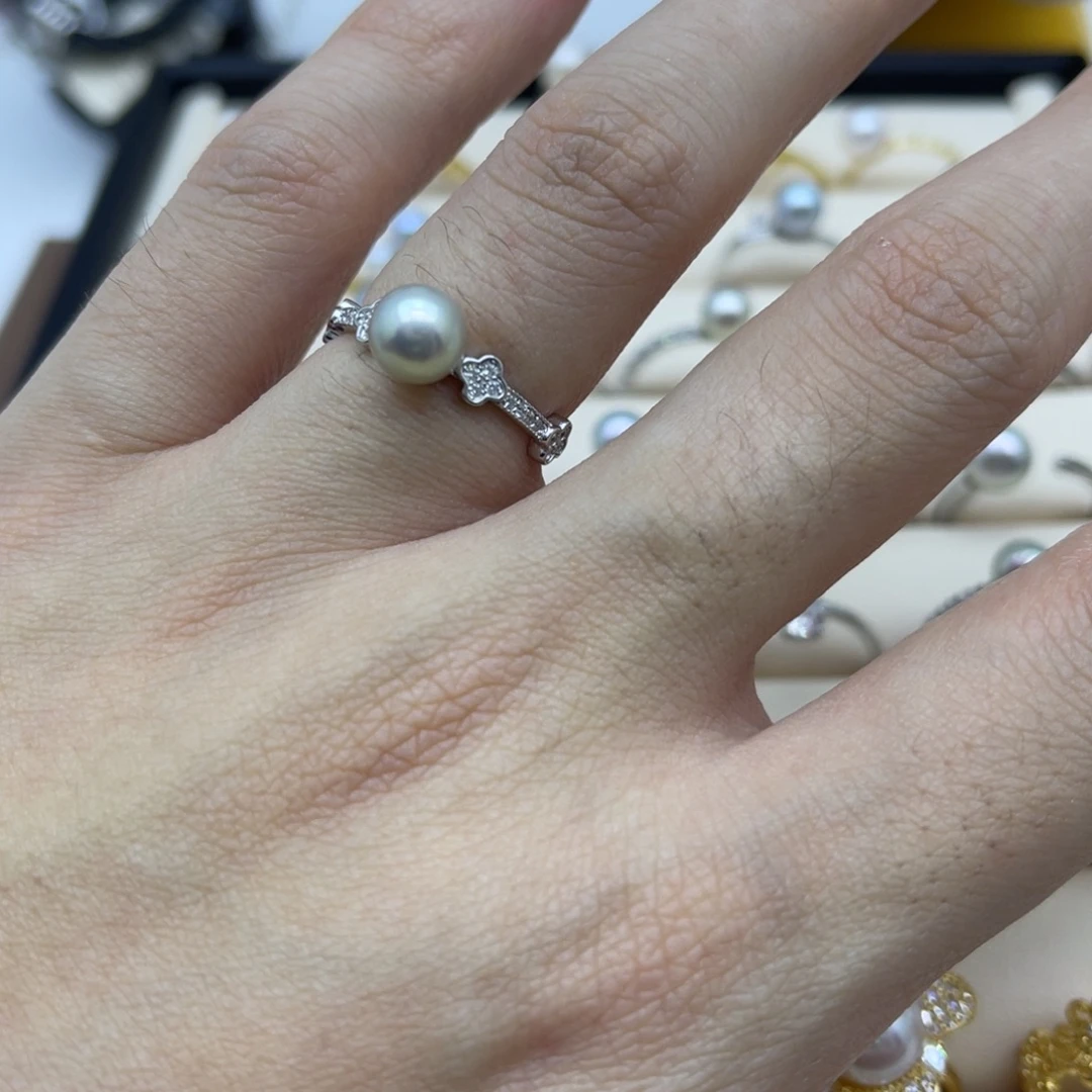 海水珍珠银S925镶嵌戒指