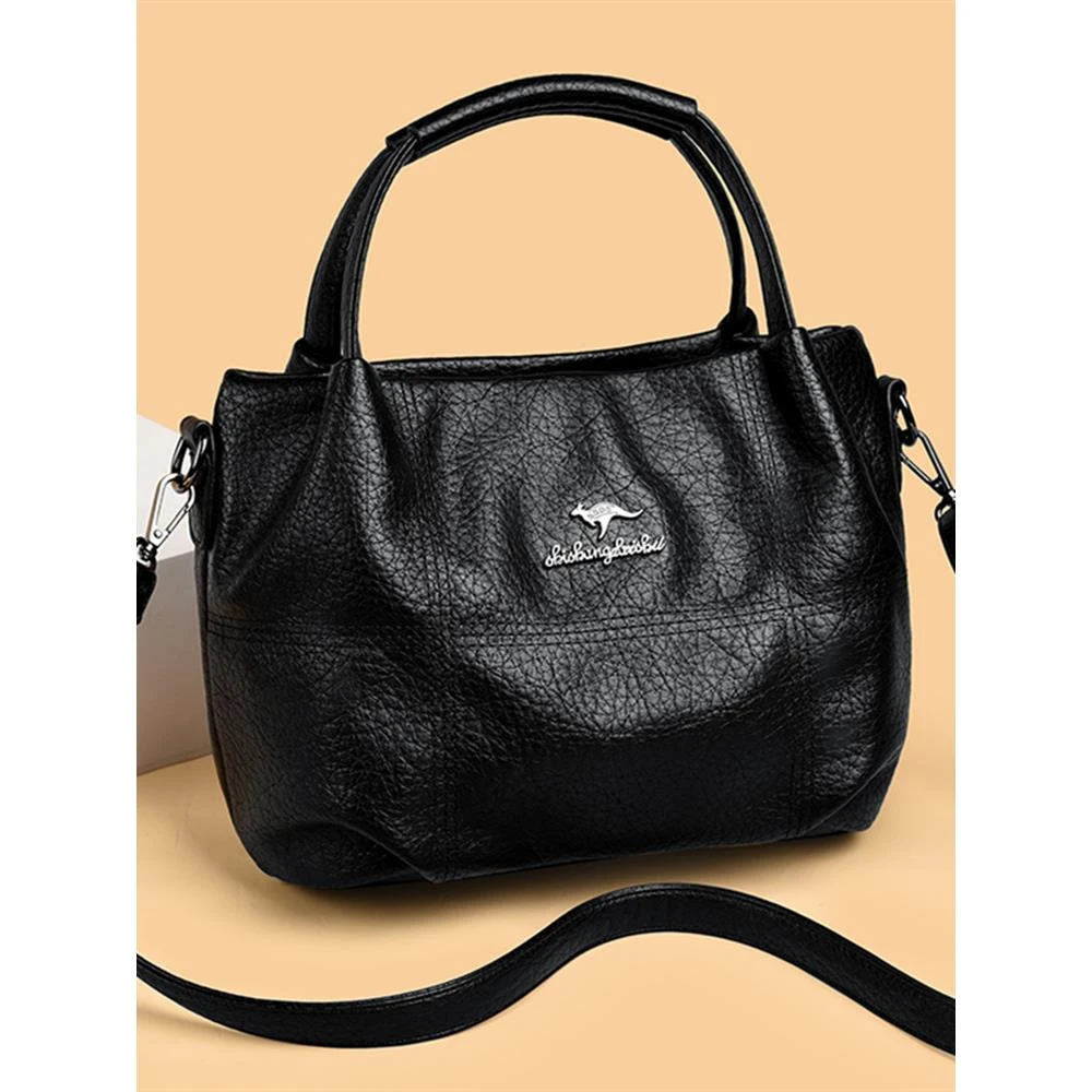 袋鼠女包2025新款时尚中年妈妈包休闲百搭单肩包软皮女士斜挎包