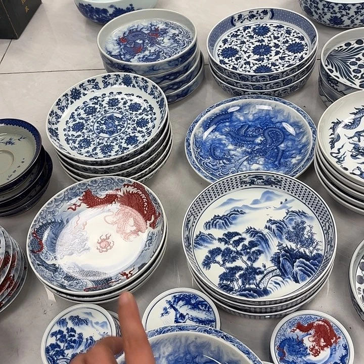 我***)瓷片墨龙吸水5件套景德镇