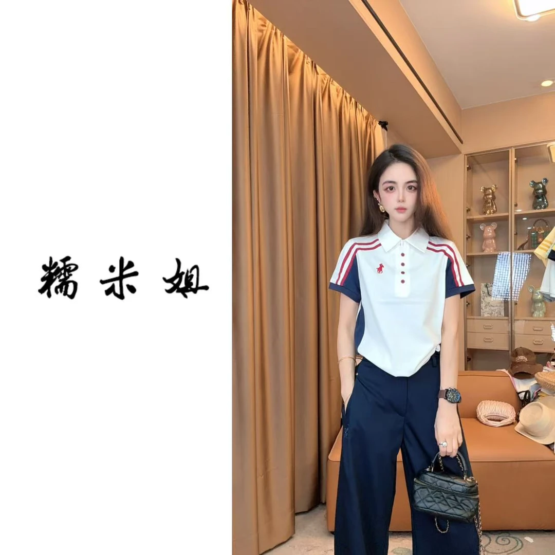 【糯米姐】2025春夏新款百搭简约显瘦女短袖上衣F0014