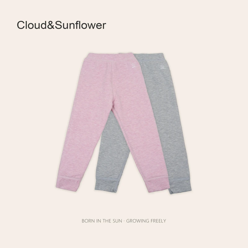 女童冬季纯色笑脸印花束脚冬季百搭夹层羊毛打底保暖裤086