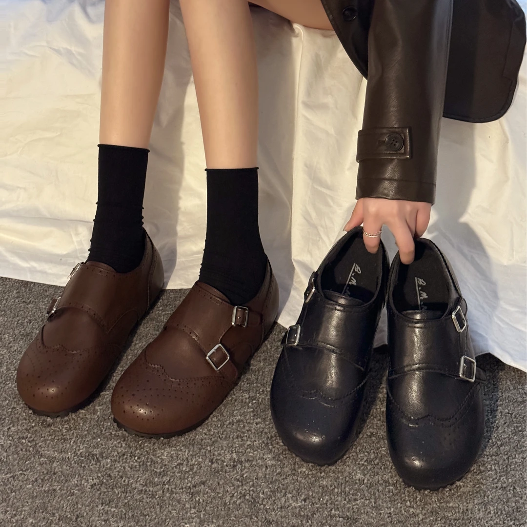 贾不假内增高圆头乐福鞋女2026春季新款洋气复古小皮鞋小个子爆款