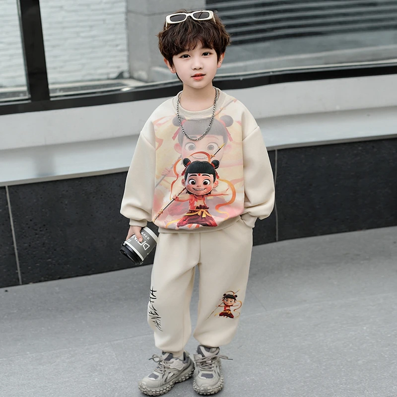 哪吒衣服男童春季套装2025新款宝宝痞帅时髦潮流儿童装卫衣春秋款