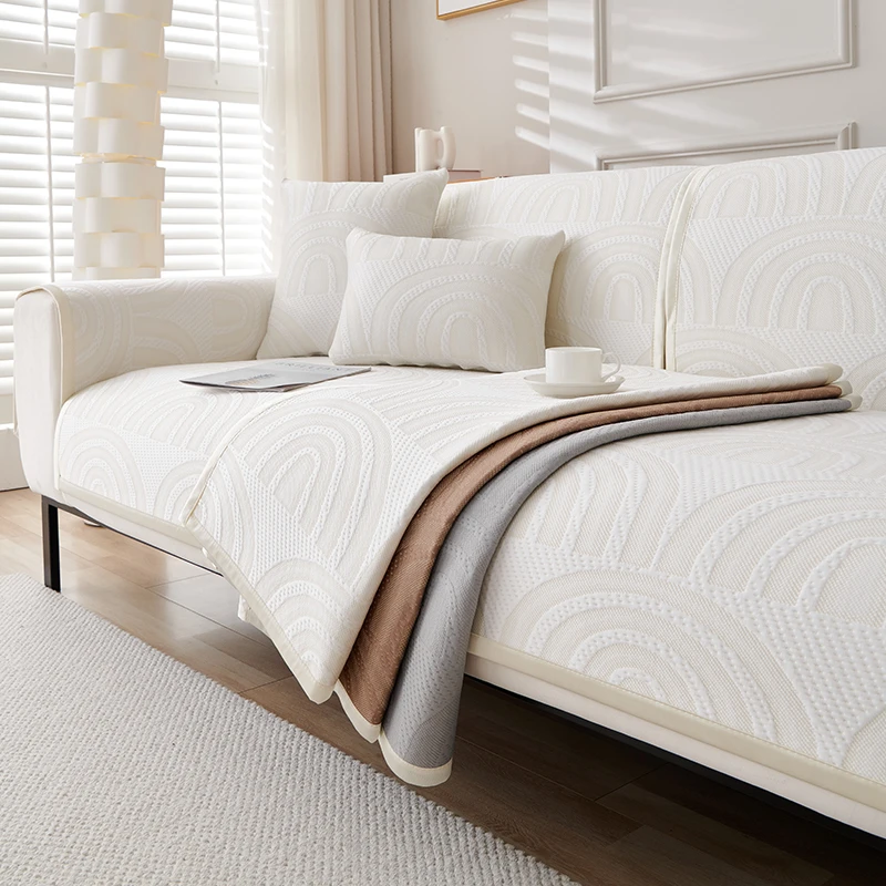 简约夏季新款皮沙发垫纯色直排沙发垫坐垫拱门空气纱沙发垫