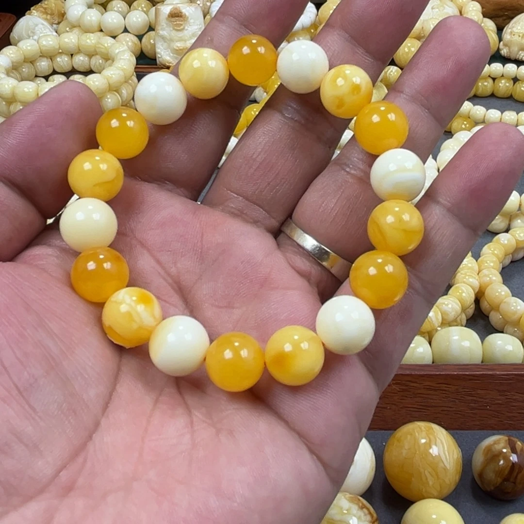 琥珀未镶嵌手串焦皮多宝手串11mm+