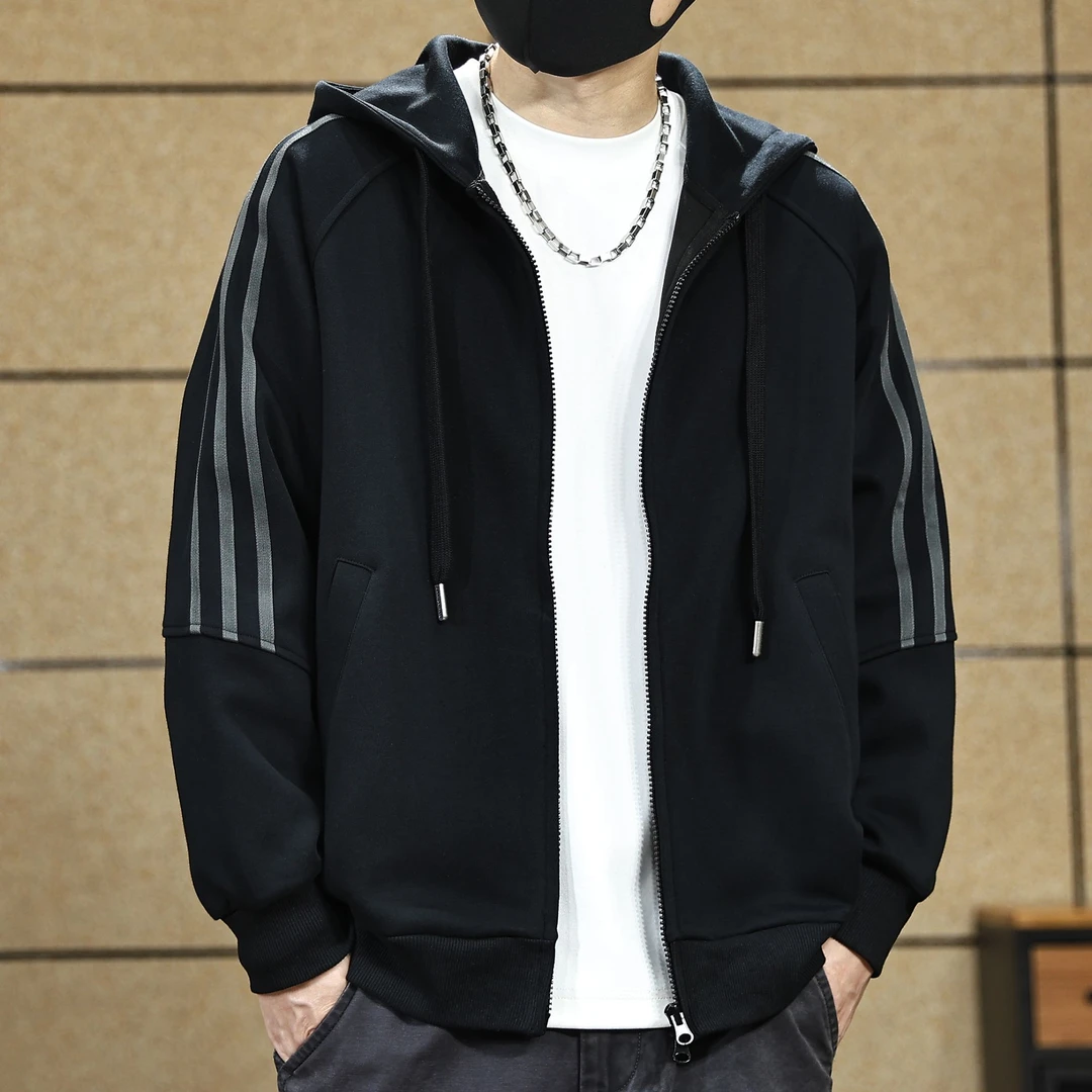 美式复古开衫连帽卫衣外套男秋季新款潮牌休闲宽松运动上衣服男生