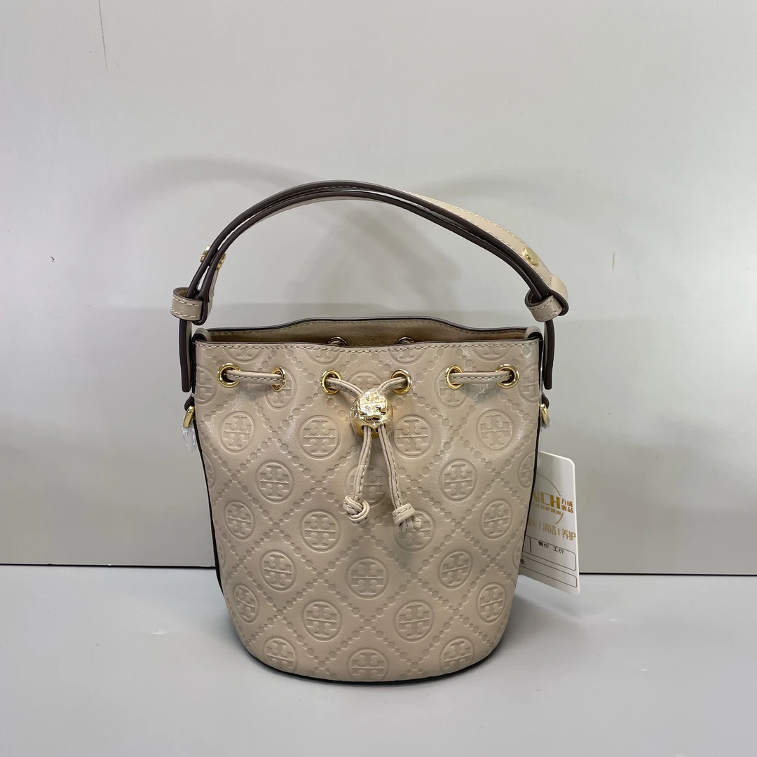 99新 TORY BURCH/汤丽柏琦 媚姐/灰色小水桶包16*18*12cmG032103