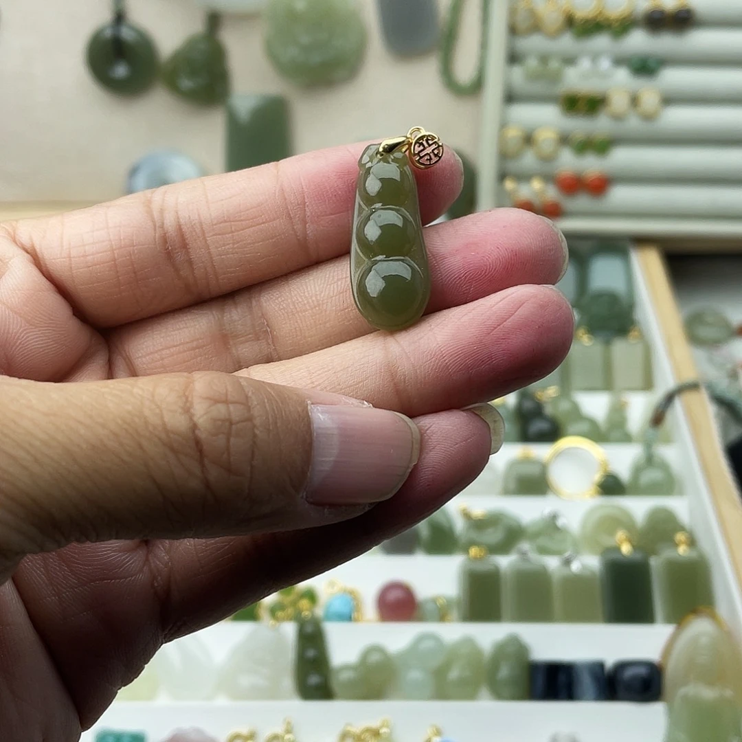 和田玉银S925镶嵌吊坠(不含链)