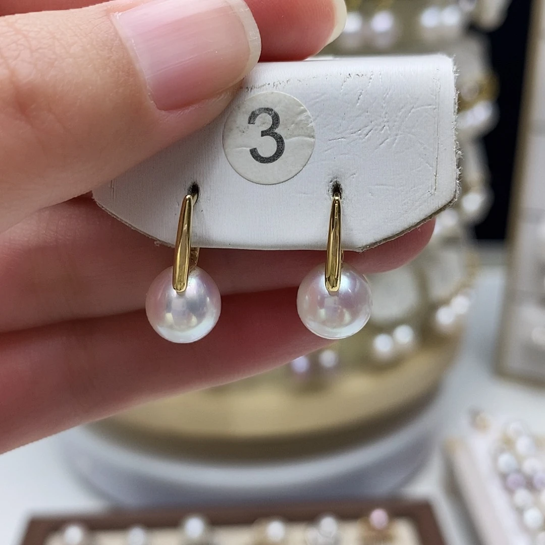 海水珍珠耳饰18K金镶嵌馋***妞