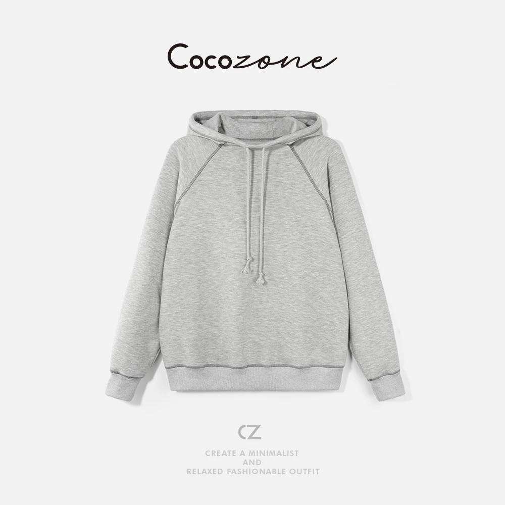 COCO ZONE 刘 一一 连帽收绳领口基础款卫衣 CD1A1653