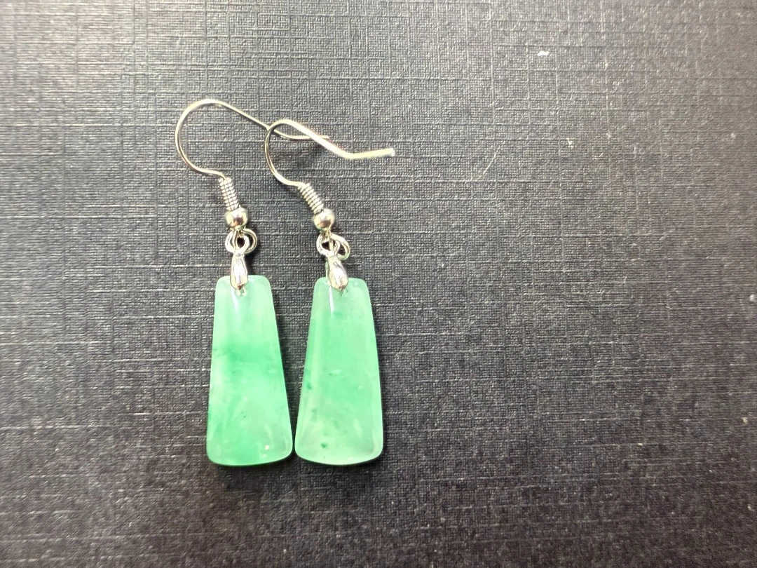 【玉凰阁】天然独龙玉非洲翠冰飘花时尚飘绿耳坠精美挂件气质简约