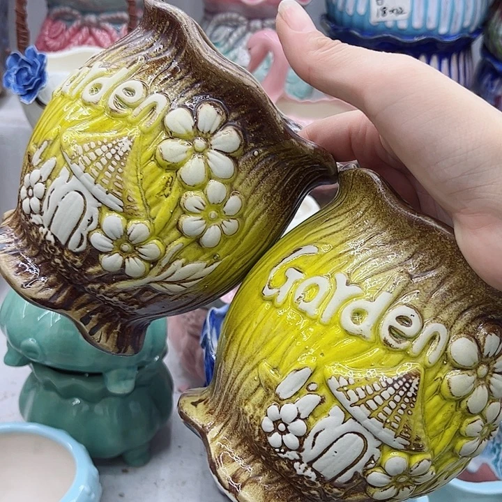 多肉绿植陶瓷花盆9.9包邮，有孔