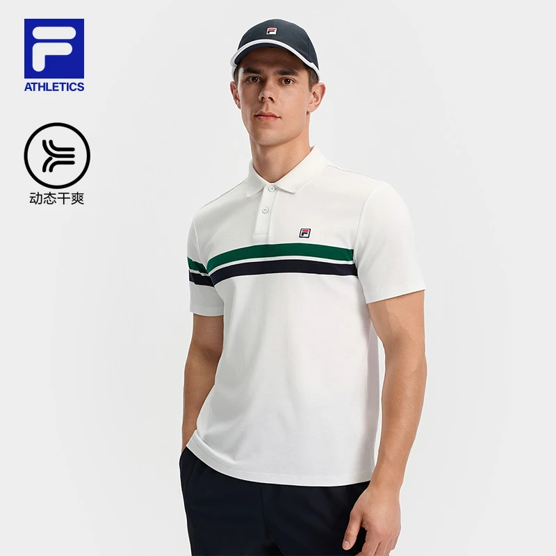 【透气速干珠地棉】Fila/斐乐男POLO衫夏季薄款运动短袖A11M533105F