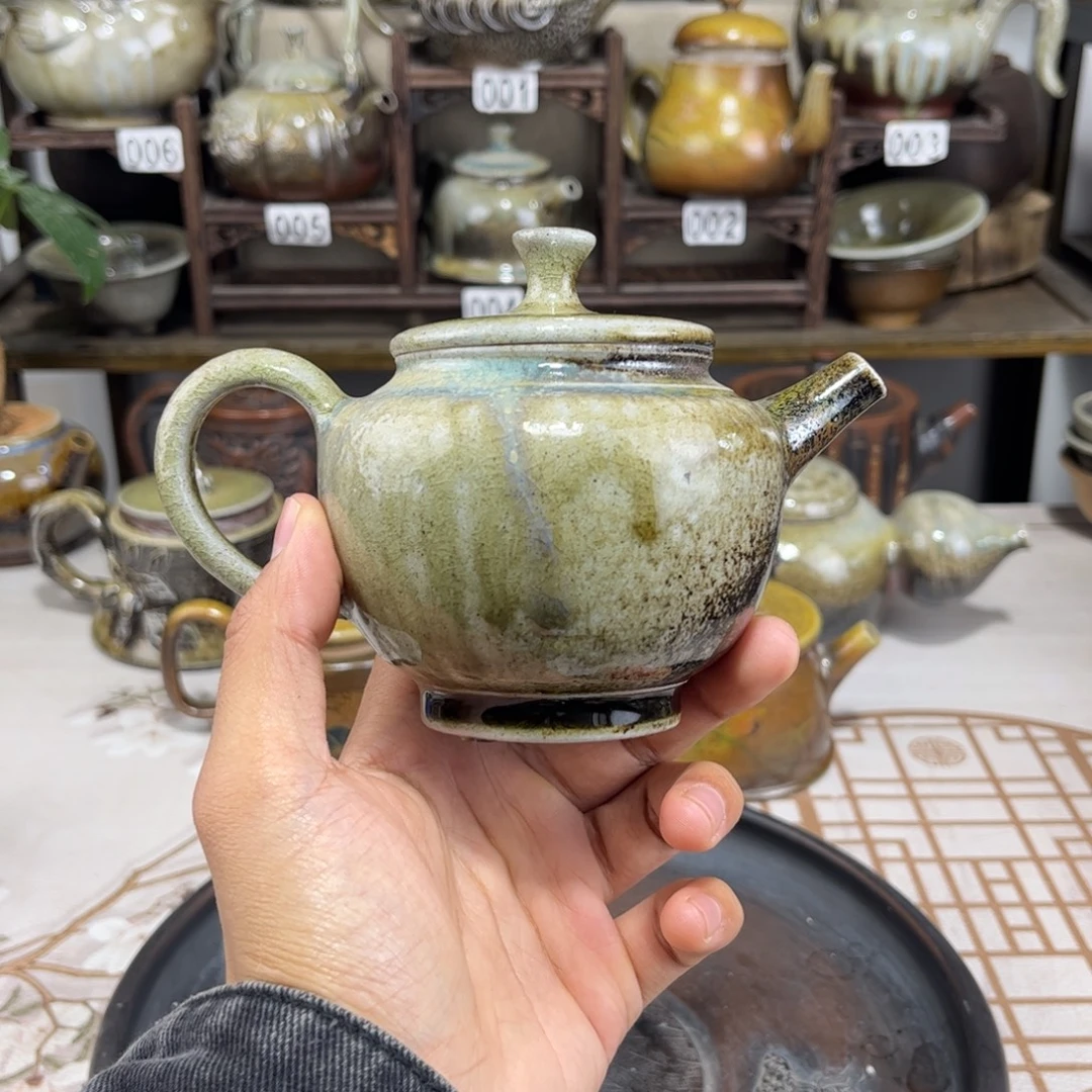 220cc白泥柴烧匏尊壶，古法传承裸坯柴烧