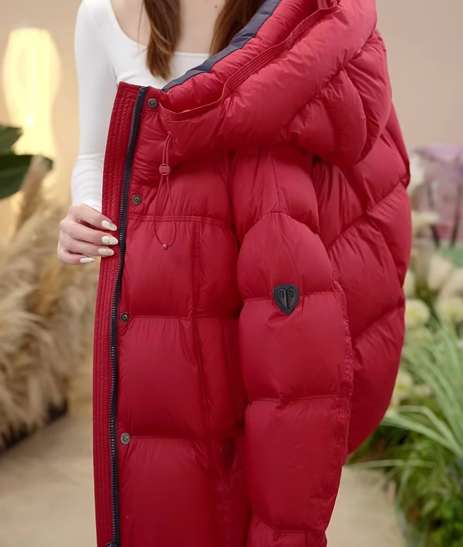 【ss甄选大朵绒】时尚百搭气质洋气保暖设计师女士连帽羽绒服