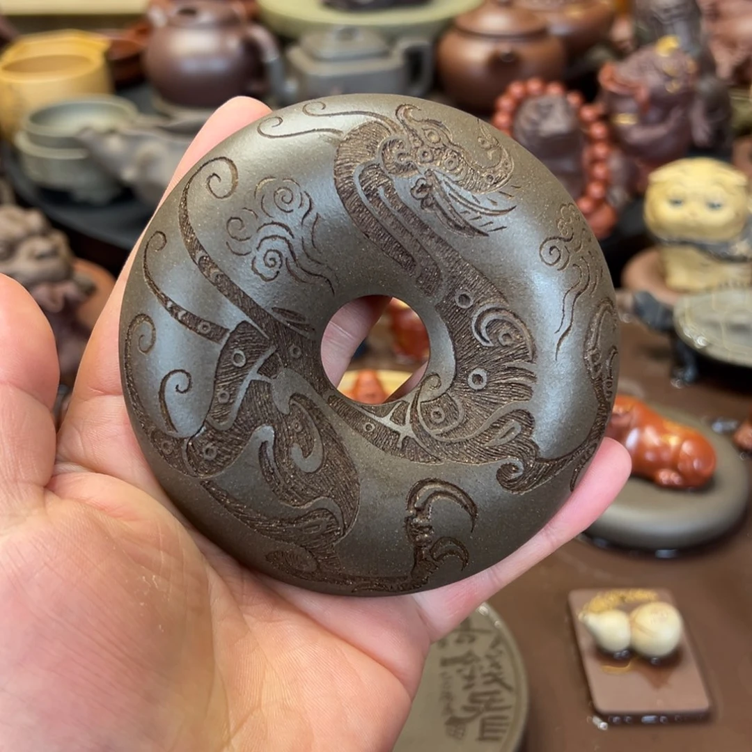 紫砂茶宠紫砂壶承平安扣