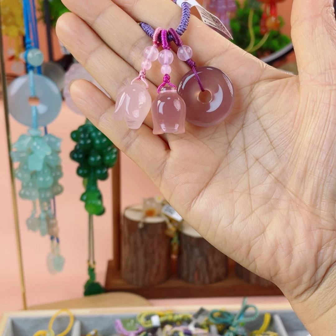 玛瑙/玉髓车钥匙扣未镶嵌小***、
