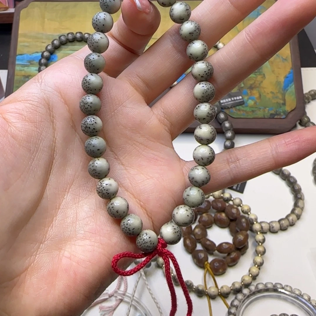 手串星月菩提石玉绿背河豚圆珠手持卡8