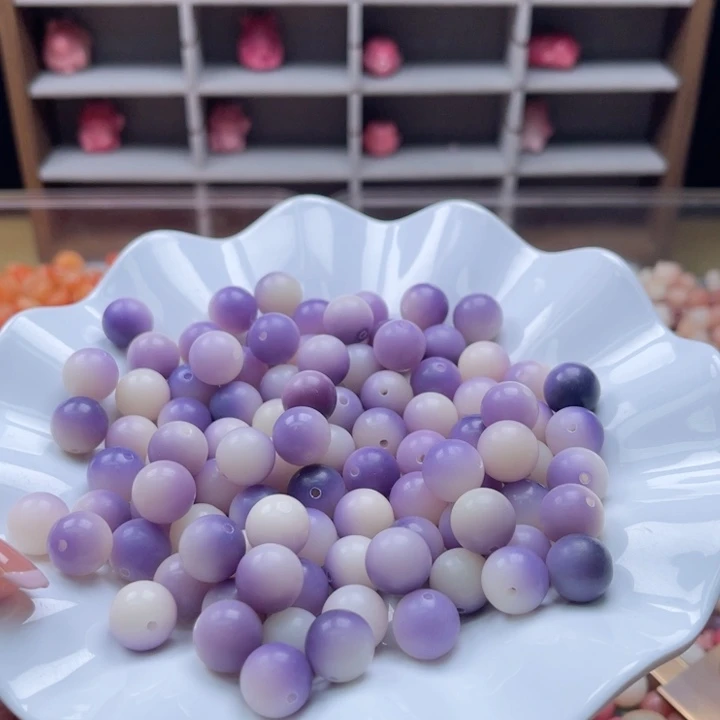 白玉菩提吊坠q/12mm/30+30紫飘圆珠