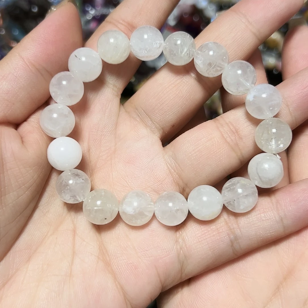 水晶手链未镶嵌10毫米白兔毛手链