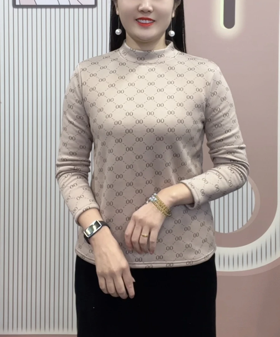 春季新款长袖半高领小衫时尚妈妈装上衣