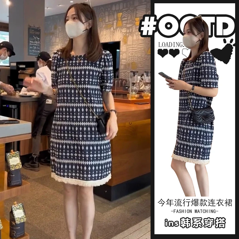 2025夏季新款高冷御姐风连衣裙女时髦精气质独特小香风圆领裙子潮
