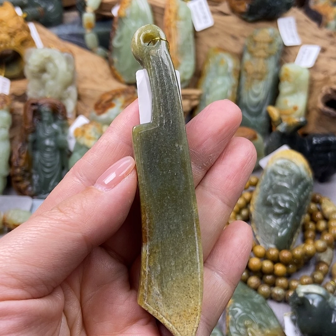 岫岩河磨玉（透闪石质玉）手把未镶嵌