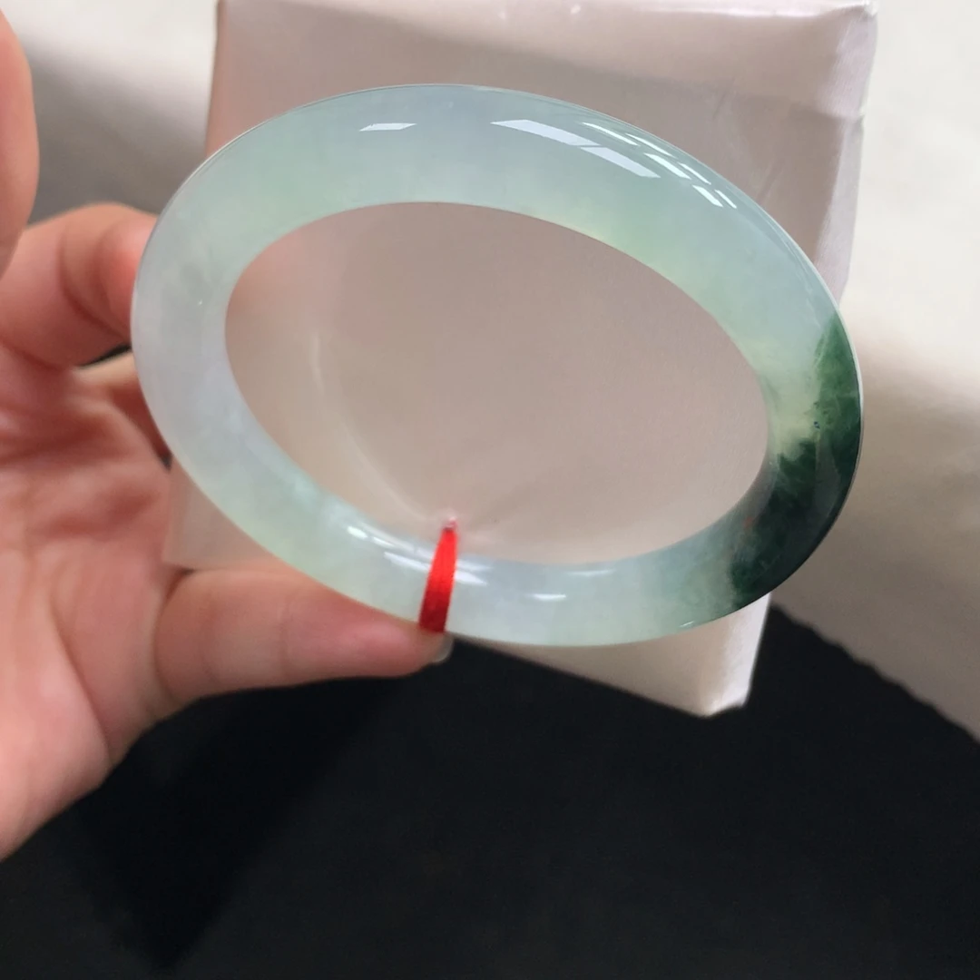 翡翠未镶嵌手镯18号59.5圆条冰飘花（完美）