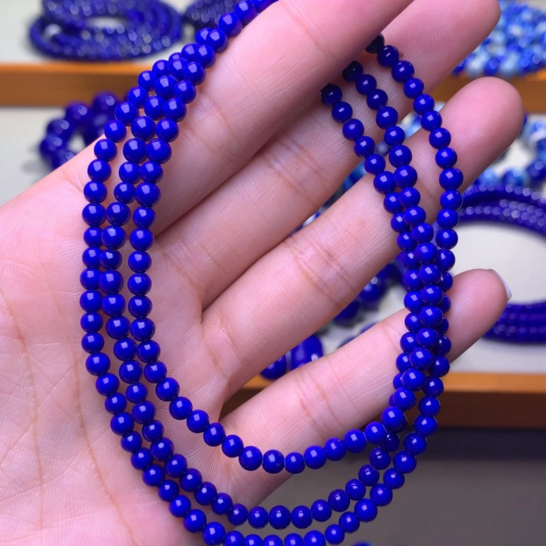 青金石未镶嵌手串4mm4圈