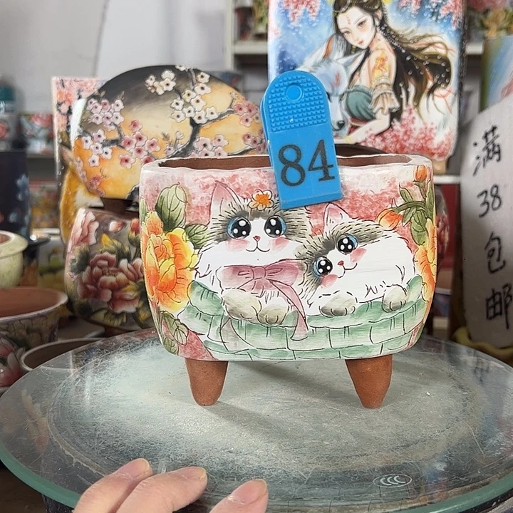 满38包邮景德镇手绘花盆